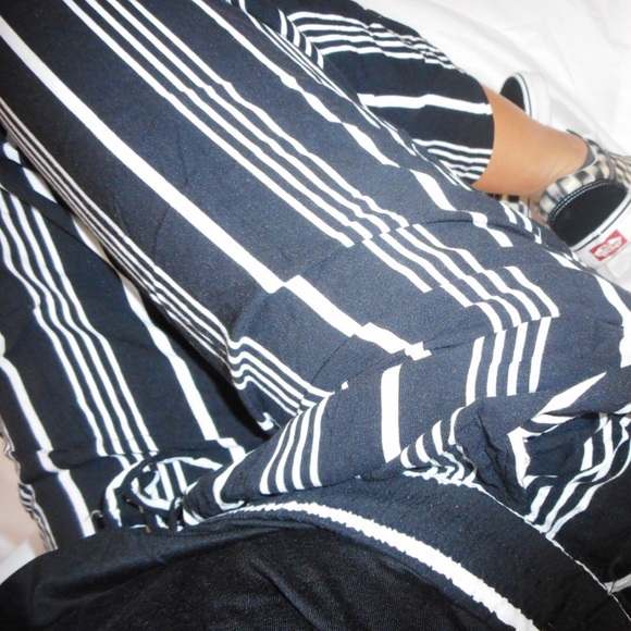 Flared Striped Drawstring Pants - Picture 3 of 4